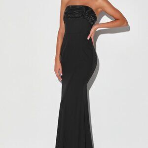 Lulus Brilliantly Bold Black Strapless Mermaid Maxi Dress - Size S